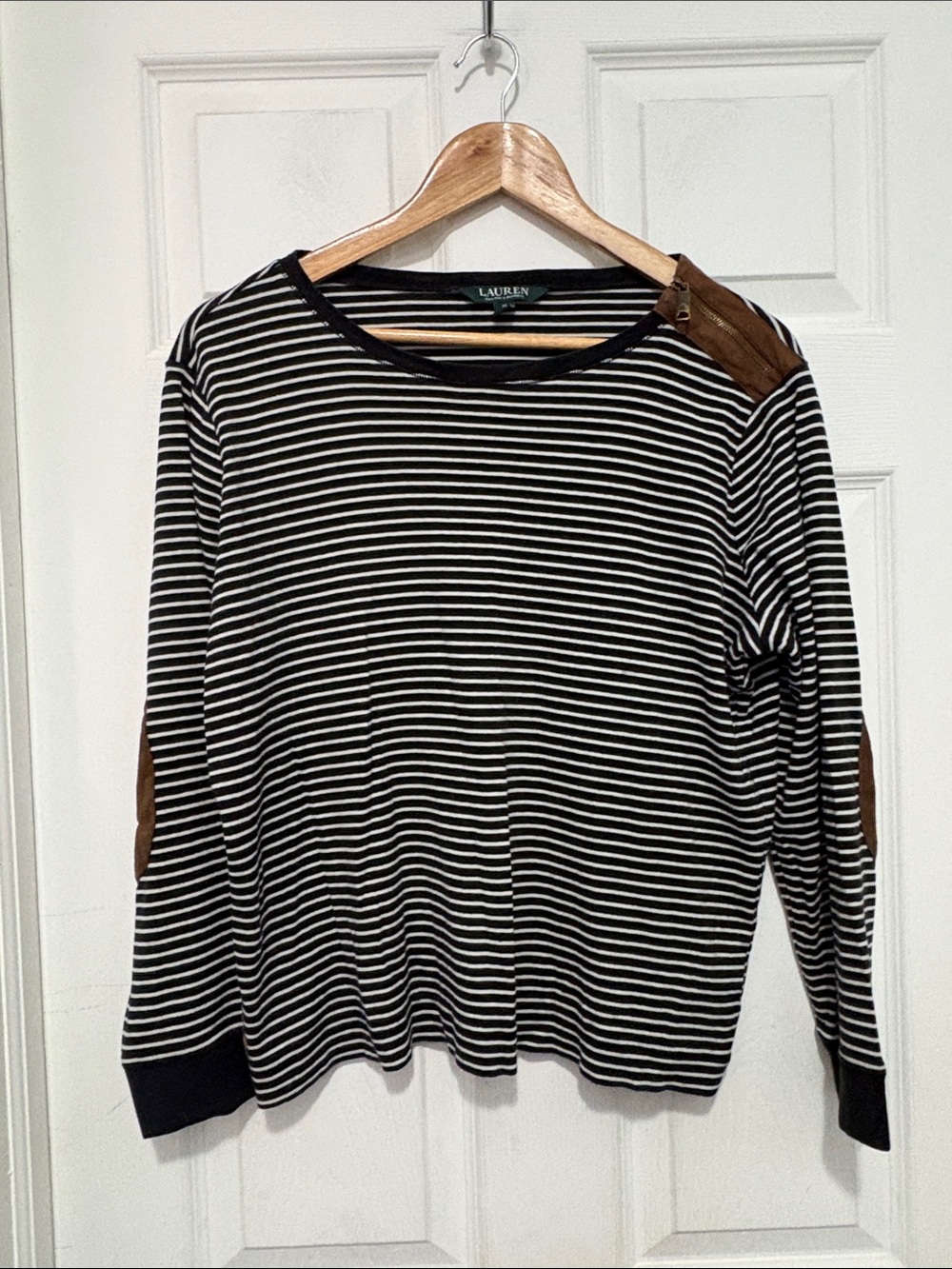 Ralph Lauren Black and White Striped Long Sleeve Tee